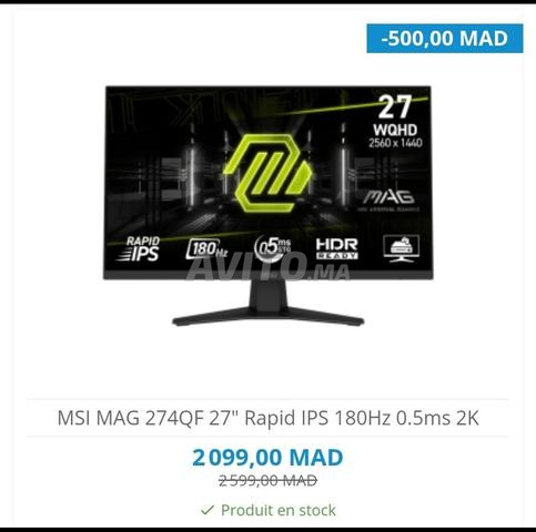 MSI 27 بوصة » Rapid IPS 180 هرتز 0.5 مللي ثانية 2K