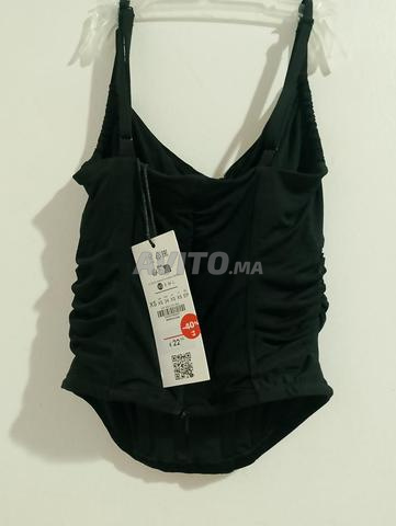 Top corset froncé noir Bershka - 2