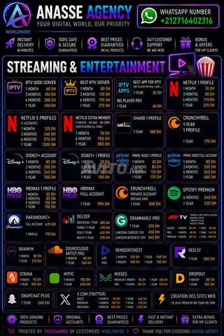 Abonnements Netflix, IPTV, Prime Video, HBO Max