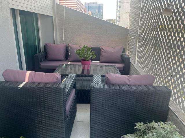 Salon de jardin en résine tressée - Excellent état