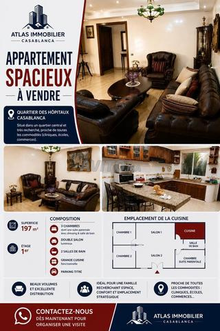 Appartement à vendre 197 m² Quartier des Hôpitaux