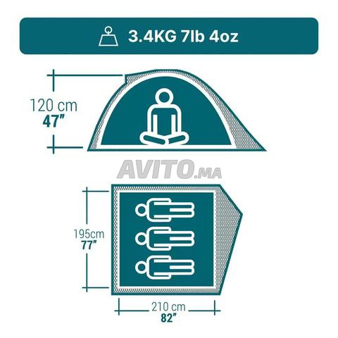 Tente de camping 3 places - 2