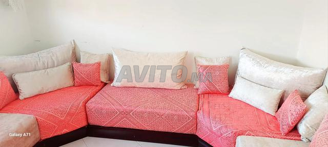 Salon marocain complet en bon état avec coussins et traversins - 2