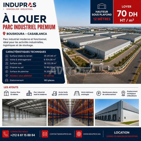 À Louer Parc Industriel Premium Bouskoura INDUPR
