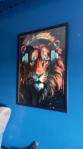 Grande peinture murale (cadre IKEA) Lion 73x53 cm