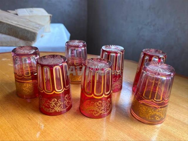 Authentiques Verres en Cristal Saint-Louis Couleur Sang de Cerf