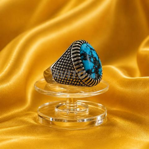 Bague en argent sertie d'une pierre de turquoise de Neyshabur pour les amateurs d'antiquités - 2