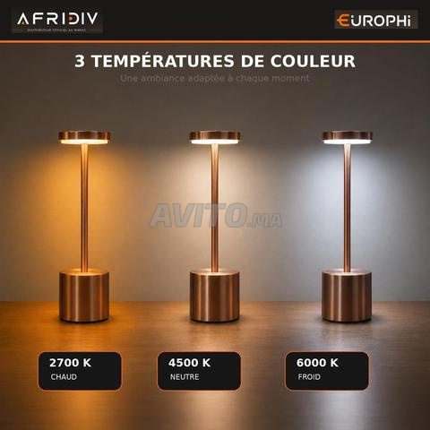 مصباح طاولة LED، لاسلكي قابل لإعادة الشحن باللمس - 2