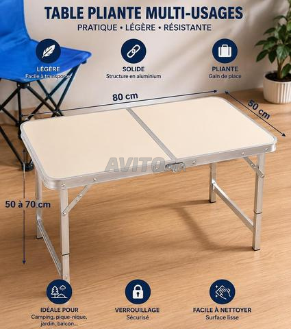 Table camping pliable réglable Aluminium 80×50 cm - 2