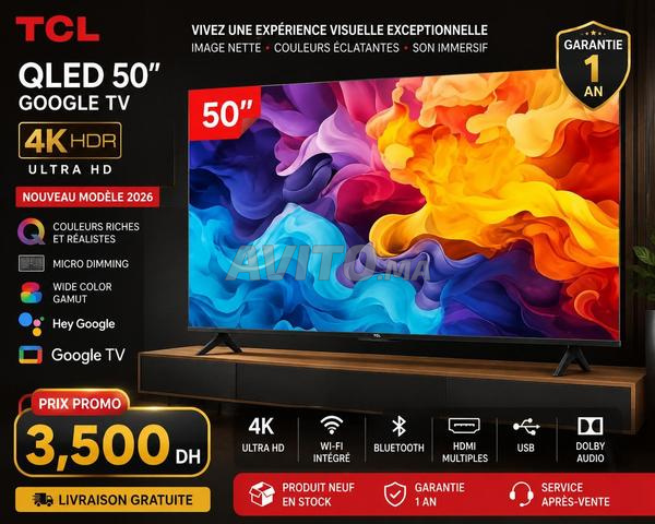 📺 TCL QLED 50” Google TV 4K UHD – Téléviseur domestique