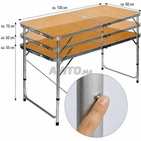 Table camping pliable réglable Aluminium 120x60 cm - 2