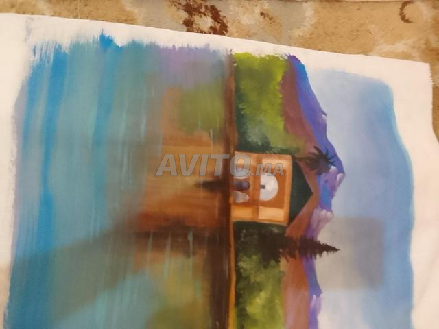 Tableaux acryliques originaux sur toile et tissu - 2