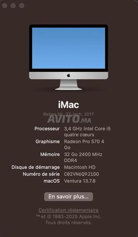 iMac 27,5 pouces 2017 Retina 5K 32 Go RAM