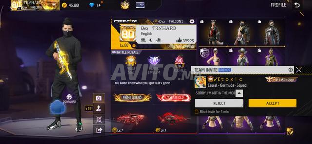 Compte Free Fire à vendre - 2