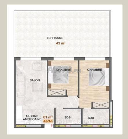 F3 2 chambres 104m² Terrasse Parking - 2