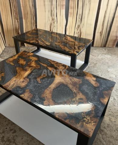 Table basse en bois d'oliviers et résine époxy - 2