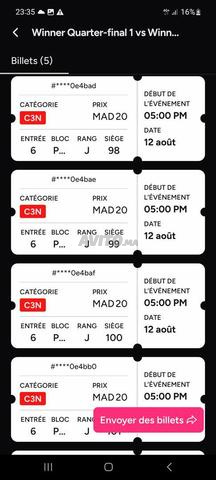 15 billets Demi-finale Maroc Coupe d'Afrique Féminine
