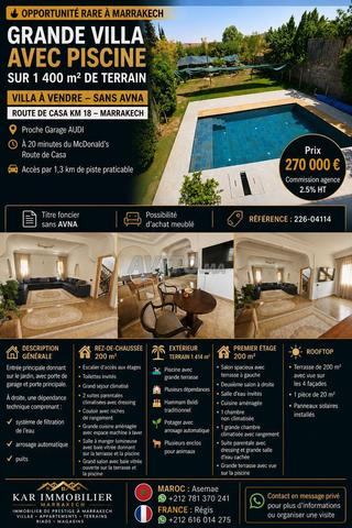 VILLA AVEC PISCINE – ROUTE DE CASA KM 18