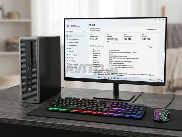 كمبيوتر مكتبي HP ProDesk400G1 شاشة 75 هرتز كيبورد RGB