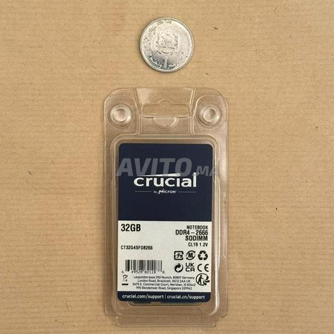 RAM Crucial 32 Go DDR4 2666 MHz SODIMM pour PC Portable