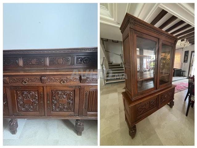 Ensemble buffet et vaisselier bois massif sculpté