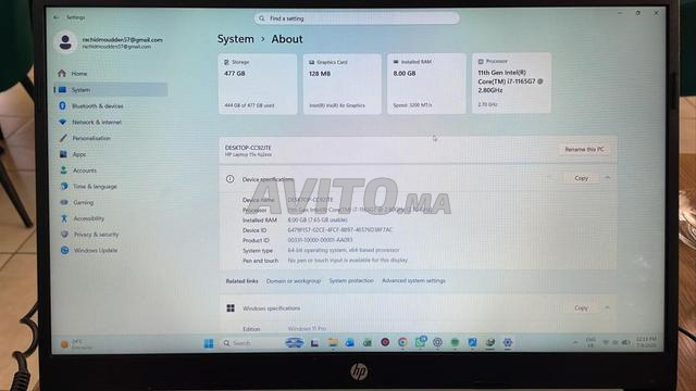 Ordinateur portable HP Core i7 11ème Gén / 8Go RAM / 512Go SSD - 2