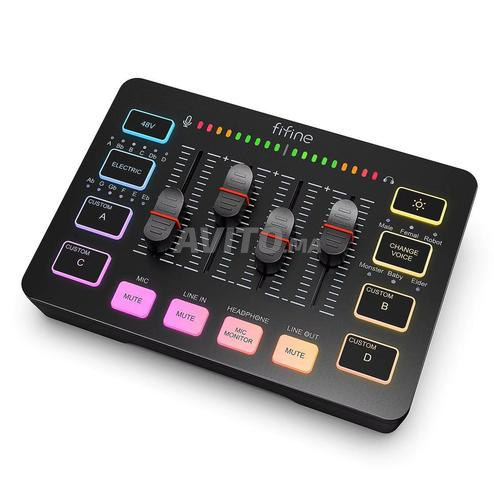 FIFINE AmpliGame SC3 Mixer Audio Carte son XLR RGB