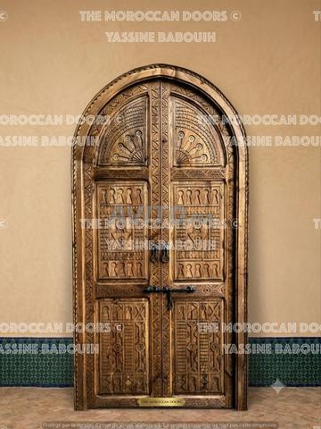 PORTE MAROCAINE ARTISANALE EN BOIS SCULPTÉ 🇲🇦 - 2