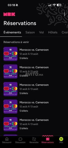 10 Billets disponibles Maroc vs Cameroun