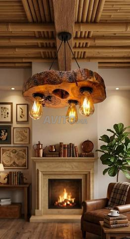 Lustre en bois d'olivier