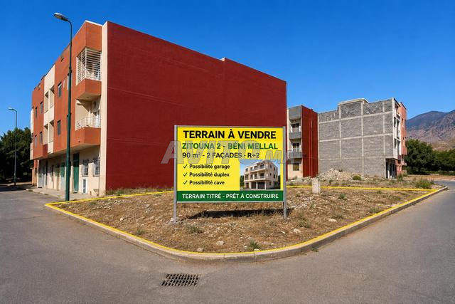 Terrain 90 m² 2 façades R2 Beni Mellal