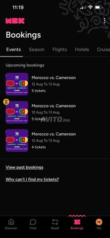 13 ticket pour le match Maroc vs Cameroun