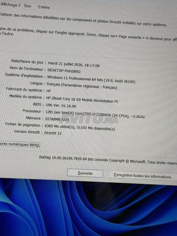 HP ZBook Fury 16 G9 - i7 12ème Gén - 32GB / 1TB - 2