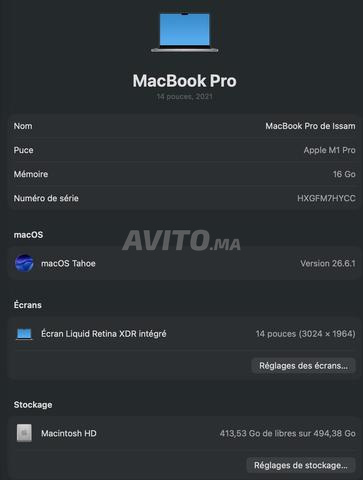MacBook Pro 14 M1 Pro 16 Go 512 Go Comme neuf - 2