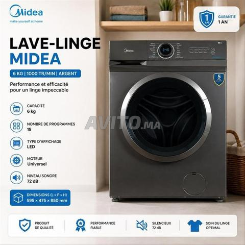 Midea Machine à laver frontale 6 kg 15 programmes