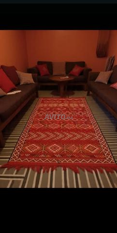 Tapis berbère fait main en laine rouge, Khouribga - 2