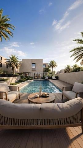 Vue Argan Golf et Atlas. Villa R1, Piscine
