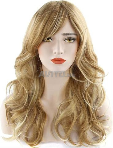 شعر مستعار أشقر مموج طويل أنيق للنساء - 2
