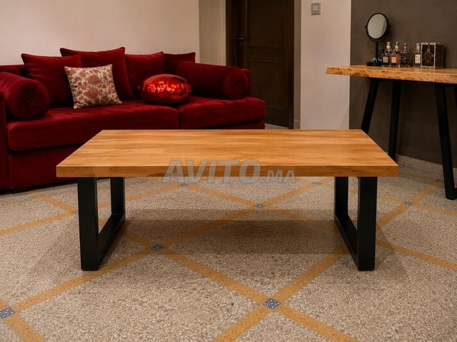 Table en bois massif et pieds en acier solide - 2