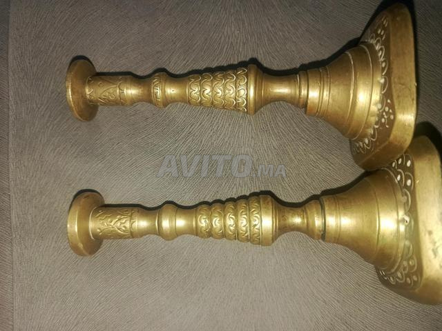 شمعدان نحاس مغربي أصلي مطروز يدوي - تحفة أنتيك - 2
