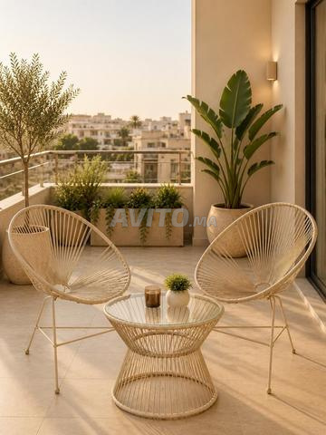 Set table et 2 chaises fait main, artisanat traditionnel - 2