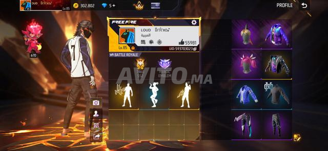 Compte Free Fire, tout est disponible, pas d'arnaqueurs.