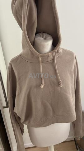 Sweat court à capuche Zara beige taille L - 2