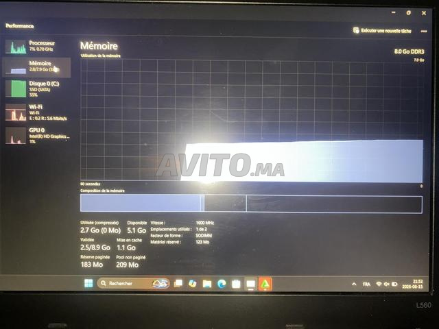 Lenovo ThinkPad i5 6ème Gén / 8GB RAM / SSD 224GB