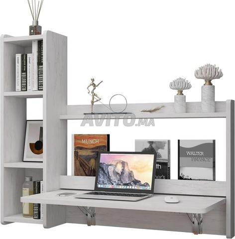 Coiffeuse Bureau Flottant pour Mur avec bibliothèque - 2