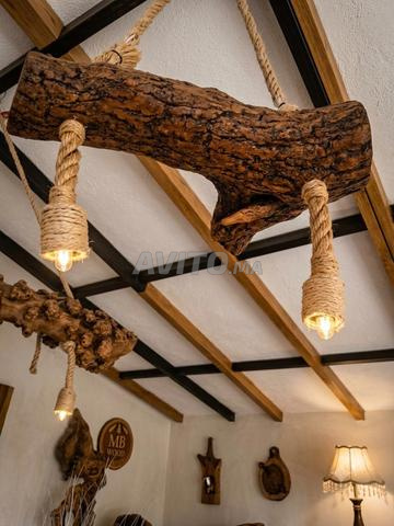 Lustre bois et corde