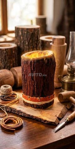 Veilleuse et vase en bois