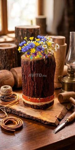 Veilleuse et vase en bois - 2