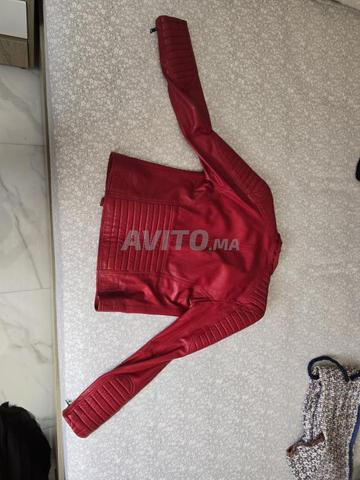 Veste en cuir véritable Rouge Fait main – Neuve T-40 - 2
