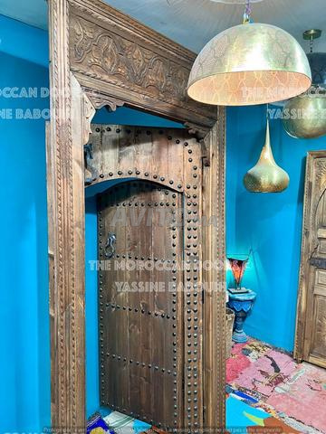 باب مدخل رئيسي خشبي بخوخة مفصل حسب الطلب - 2